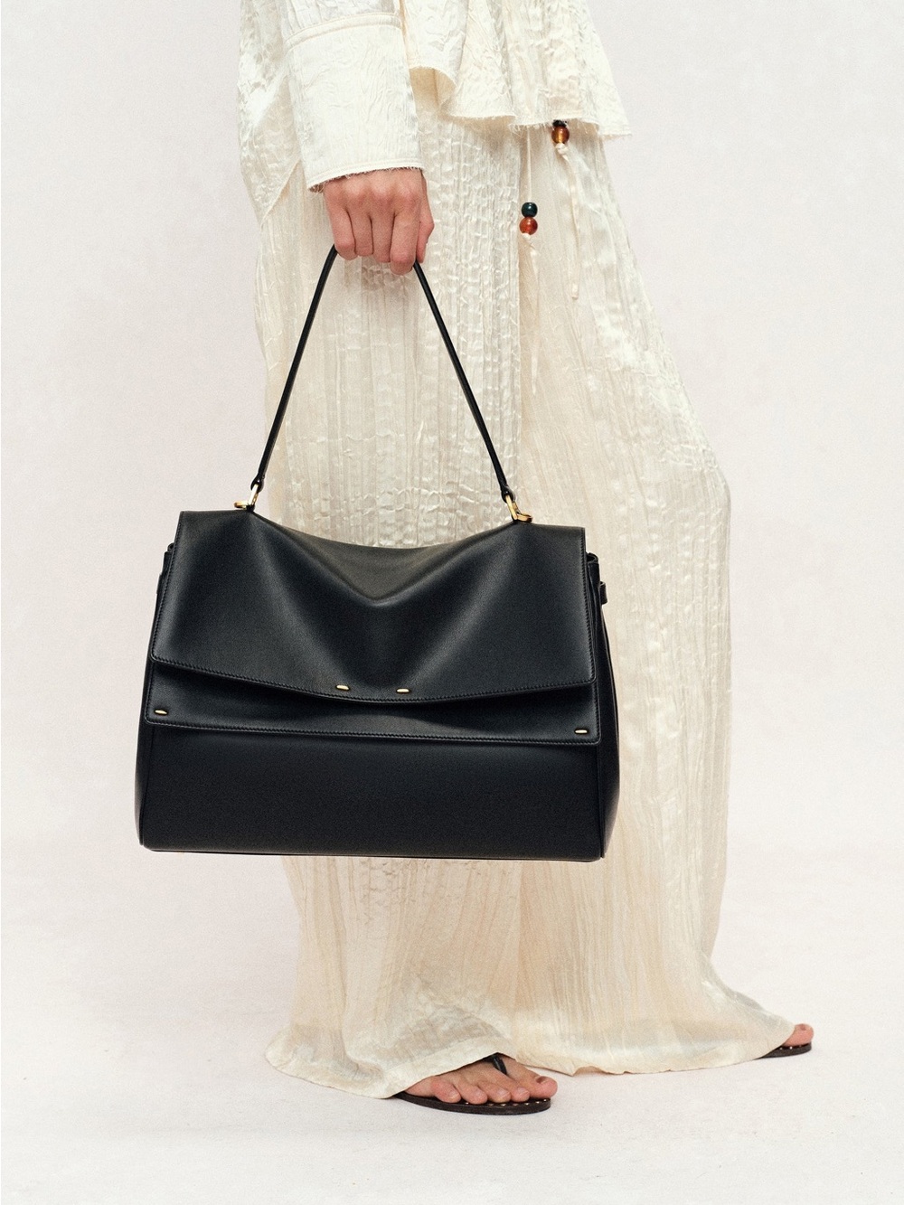 NWT FABRIQUE Rialto Double Flap Handbag in Calfskin Leather by Valeria Massai